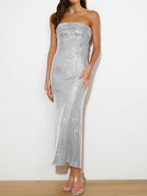 Sequin Cutout Tube Dress Silver OutfitFlow